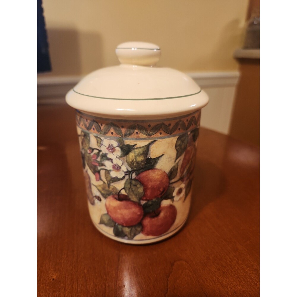 Vintage Susan Winget Ceramic Canister w/ Fruit Pattern 6" Tall